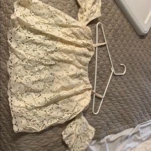 Floral top with off the shoulder sleeves